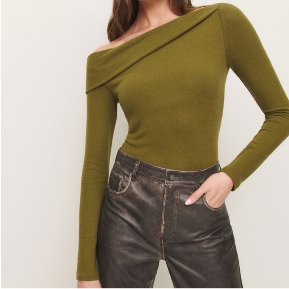 Reformation Olive Off-Shoulder Blouse